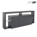 Skänk 3 Dörrar 200x40x80cm modern bokhylla glashyllor Pibrac Kampanj
