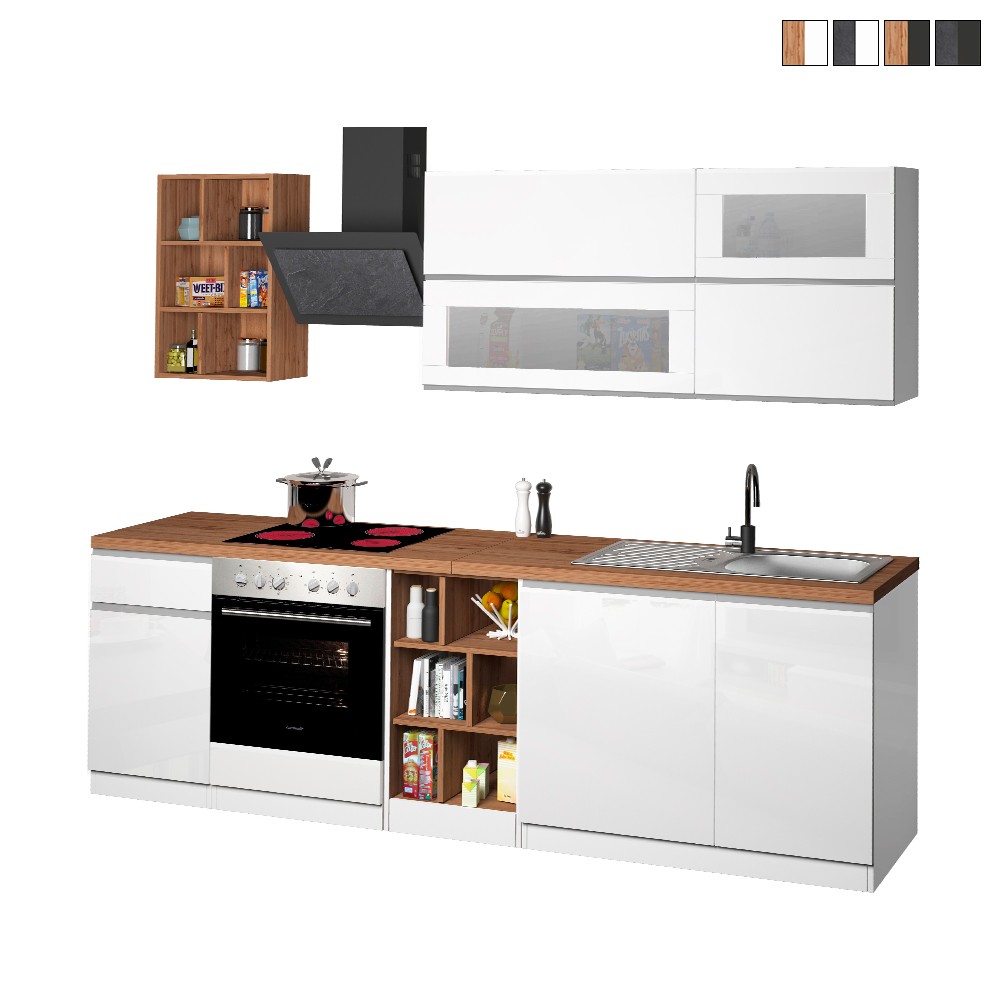 Modernt komplett kök med linjär design 256cm modulär Unica