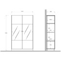 Modernt Vitrinskåp 2 dörrar i glas 105x40x170 cm Vardagsrum Danae Egenskaper