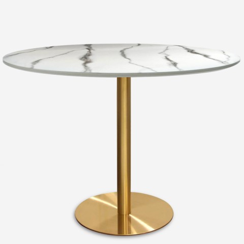 Runt matbord Goblet stil 120cm med marmor- och guldeffekt Monika+ Kampanj