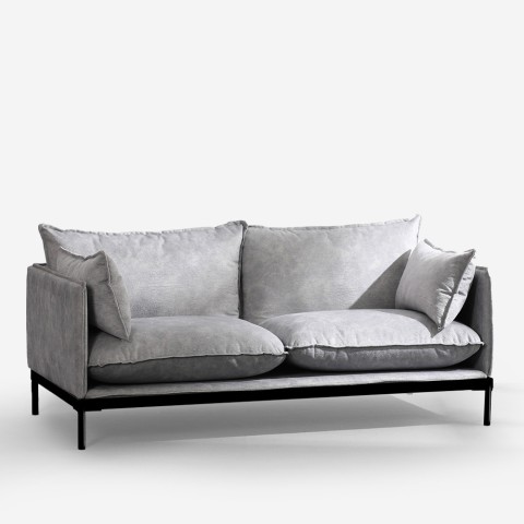 Modern 2-sits soffa i grått tyg med stoppning vardagsrum Bonn Kampanj