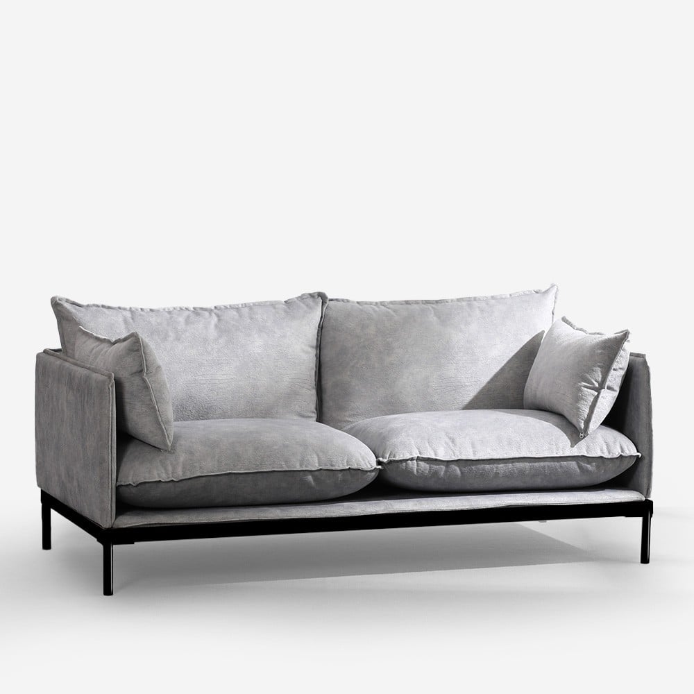 Modern 2-sits soffa i grått tyg med stoppning vardagsrum Bonn
