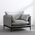 Set med 2-sits soffa och fåtölj i grått tyg modern stil Hannover Val