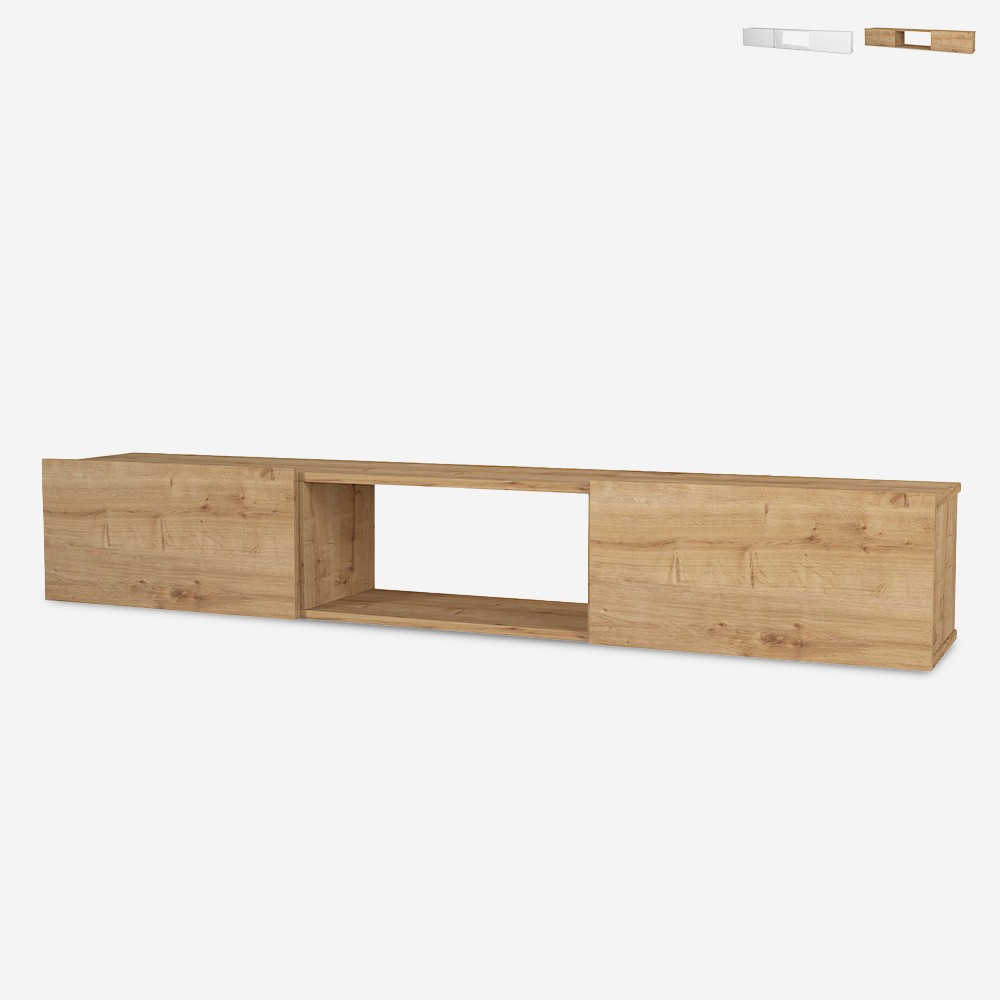 Vägghängd TV-bänk 180cm 2 dörrar 1 öppet fack modern design Hilary