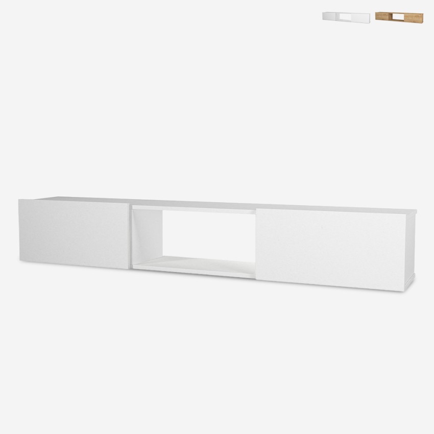 Vägghängd TV-bänk 180cm 2 dörrar 1 öppet fack modern design Hilary Försäljning