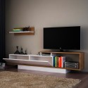 TV-Bänk 180cm vitt och valnötsträ med dörr och vägghylla Asos Erbjudande
