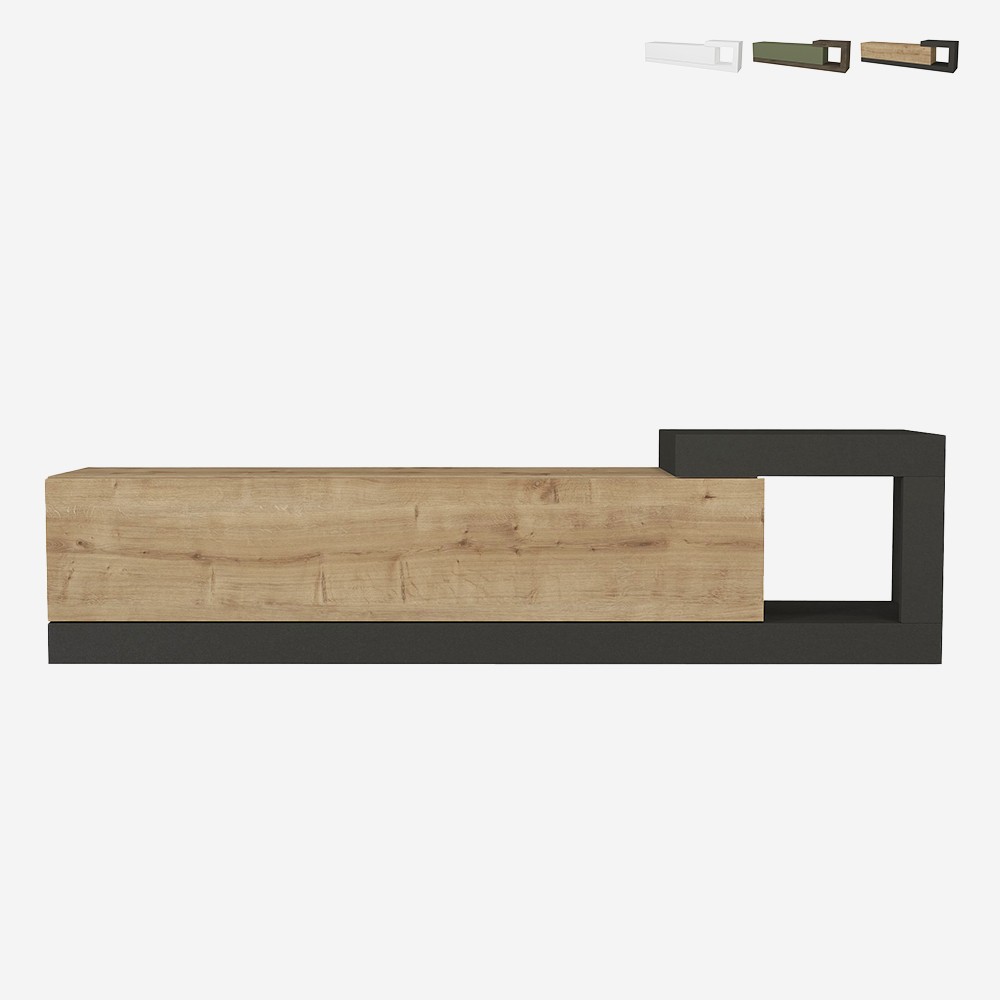 Vägghängd TV-bänk 150cm klaffdörr modern vardagsrum Volare