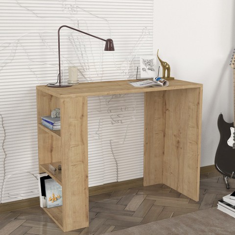 Modernt skrivbord i trä  3 hyllor 90x40x74cm kontorsbord Netenya Kampanj