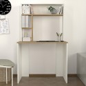 Skrivbord för kontor 90x45x148cm vitt trä med bokhyllor Ester Rabatter