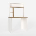Skrivbord för kontor 90x45x148cm vitt trä med bokhyllor Ester Försäljning