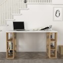 Skrivbord för kontor vitt och trä 6 hyllor 140x60x75 cm Leonardo Rabatter