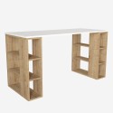 Skrivbord för kontor vitt och trä 6 hyllor 140x60x75 cm Leonardo Försäljning
