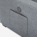 3-sitsig grå bäddsoffa USB-C-förvaring schäslong bokhylla Civis Modell
