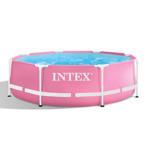 Rund Pool Ovan Mark 244x76cm rosa Intex Pink Metal Frame 28292 Kampanj