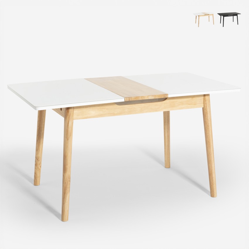 Förlängbart träbord 115-145x80cm kök vitt svart Pixam Kampanj