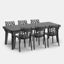 Utemöbler matgrupp utdragbart bord 160-220cm 6 stolar svart Liri Dark Rea