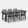 Utemöbler matgrupp utdragbart bord 160-220cm 6 stolar svart Liri Dark Rea