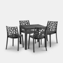 Trädgårdsgrupp kvadratiskt bord 80x80cm 4 stolar svart konstrotting Nisida Dark Försäljning