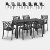 Trädgårdsgrupp bord 150x90 cm 6 stolar svart konstrotting Meloria Dark Rabatter