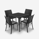 Svart Trädgårdsgrupp kvadratiskt bord 80x80cm 4 stolar utomhus Provence Dark Försäljning