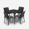 Svart Trädgårdsgrupp kvadratiskt bord 80x80cm 4 stolar utomhus Provence Dark Försäljning