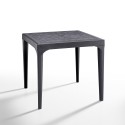 Svart Trädgårdsgrupp kvadratiskt bord 80x80cm 4 stolar utomhus Provence Dark 