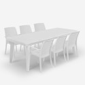Vit trädgårdsgrupp utdragbart bord 160-220cm 6 stolar Liri Light Försäljning