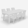 Vit trädgårdsgrupp utdragbart bord 160-220cm 6 stolar Liri Light Försäljning