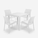 Vit trädgårdsgrupp bord 80x80cm 4 stolar konstrotting Nisida Light Försäljning