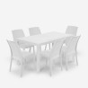 Trädgårdsgrupp bord 150x90cm 6 stolar vit konstrotting Meloria Light Försäljning