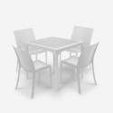 Vit trädgårdsgrupp bord 80x80cm 4 stolar utomhus Provence Light Försäljning