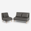 Set med 2-sits bäddsoffa och hopfällbar fåtölj skandinavisk stil Sienna Rea