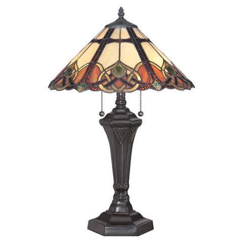 Bordslampa i klassisk Tiffany-stil med färgad skärm Cambridge Kampanj