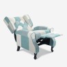Patchworkfåtölj relax bergère liggfåtölj fotpall ljusblå Ethron Val