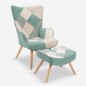 Set fåtölj patchwork + fotpall skandinavisk stil Chapty Plus 