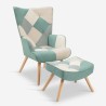 Set fåtölj patchwork + fotpall skandinavisk stil Chapty Plus 