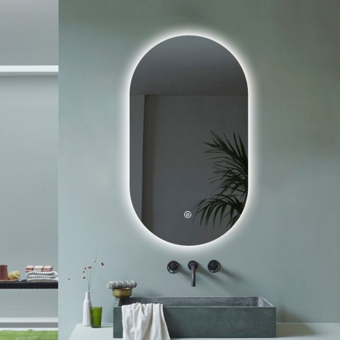 Modern upplyst oval badrumspegel 50x80cm led-lampor Konughs M Kampanj