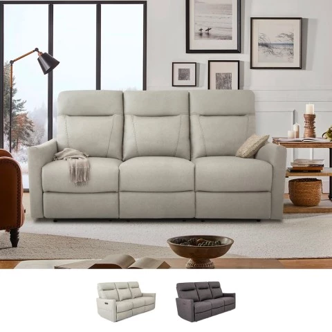 Jovit 3-sitsig recliner-soffa i konstläder med elektriskt justerbart ryggstöd och två USB-portar Kampanj