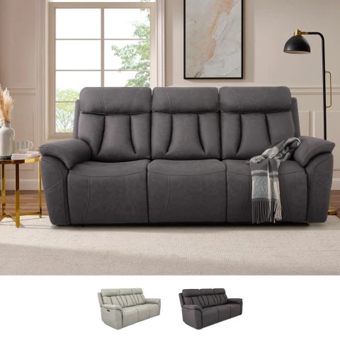 Savys modern 3-sitsig recliner-soffa med elektriskt justerbart ryggstöd och 2 USB-portar Kampanj