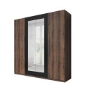 Hutton Garderob med 4 dörrar och spegel Mörk ek 228x57x214 Försäljning