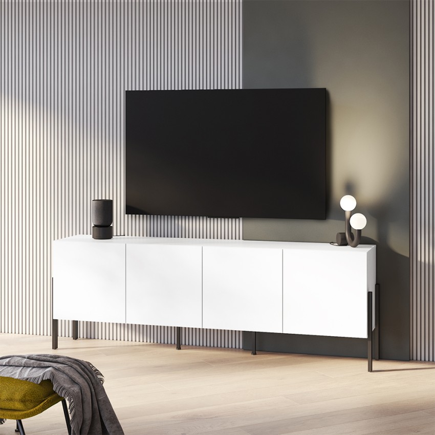 Gardon Modern TV-bänk med minimalistisk design och 4 dörrar Vit 200x40x69 cm  Kampanj