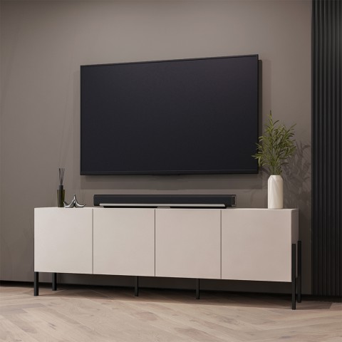 Givre TV-bänk med modern design för vardagsrum 4 dörrar Beige 200x40x69 cm Kampanj
