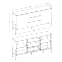 Sibel Modern beige skänk för kök och vardagsrum 3 lådor 2 dörrar 184x40x89 cm Rabatter