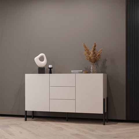 AUTREY Modern köksskänk med 3 lådor och 2 skåp 154x40x89 cm Beige Kampanj