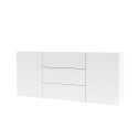 MEHDI Modenr vit skänk för vardagsrum med 3 lådor, 2 skåp 140x35x63 cm Katalog