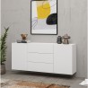 MEHDI Modenr vit skänk för vardagsrum med 3 lådor, 2 skåp 140x35x63 cm Rabatter