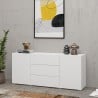 MEHDI Modenr vit skänk för vardagsrum med 3 lådor, 2 skåp 140x35x63 cm Kampanj