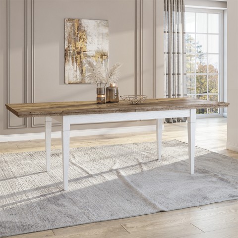 GUILHEM Förlängningsbart, klassiskt matbord av trä 160–240 cm Ek Vitt Kampanj