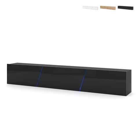 Selby Modern vägghängd TV-bänk 240cm 3 dörrar LED-ljus Kampanj