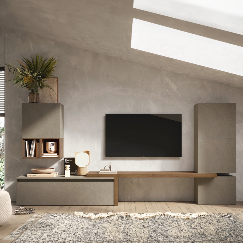 TV-Möbelset vardagsrum TV-bänk modern design Grå Svart Infinity 18 Kampanj